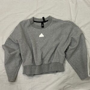 Adidas Cropped Heather Gray Crewneck